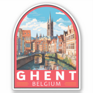 Adesivo Ghent Belgium Viagem Art Vintage
