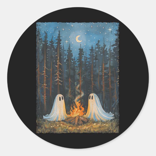 Adesivo Ghost Campfire Camping Lover Forest Gothic Hallowe (Frente)