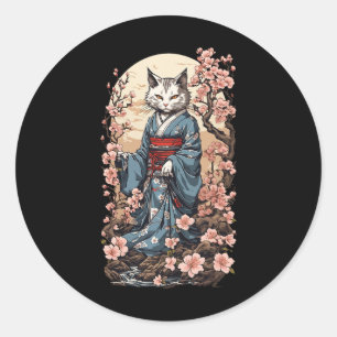 Adesivo Ghost Cat Com Kimono Japonês Yokai Folklore Desi