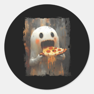 Adesivo Ghost Comendo Pizza Comida de Dia de as Bruxas eng