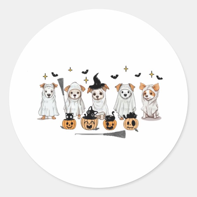 Adesivo Ghost Dog Black Cat Pumpkin Halloween Sticker (Frente)