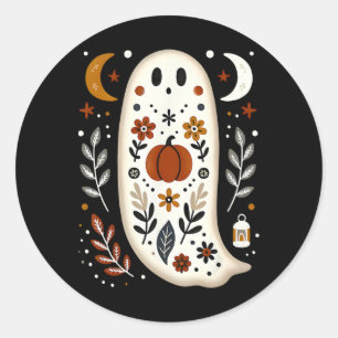 Adesivo Ghost Folk Art Floral Autumn Fall Pumpkin Spooky H