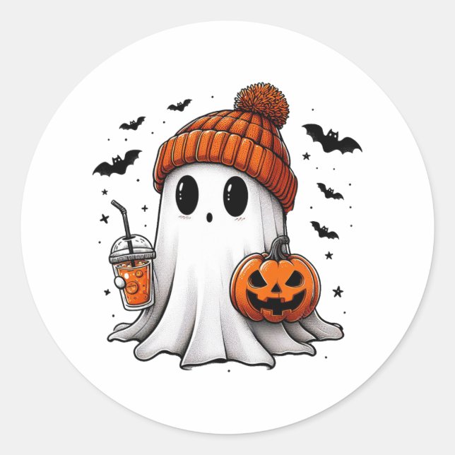Adesivo Ghost Ghost Coffee Halloween Ghost Ice Cof (Frente)