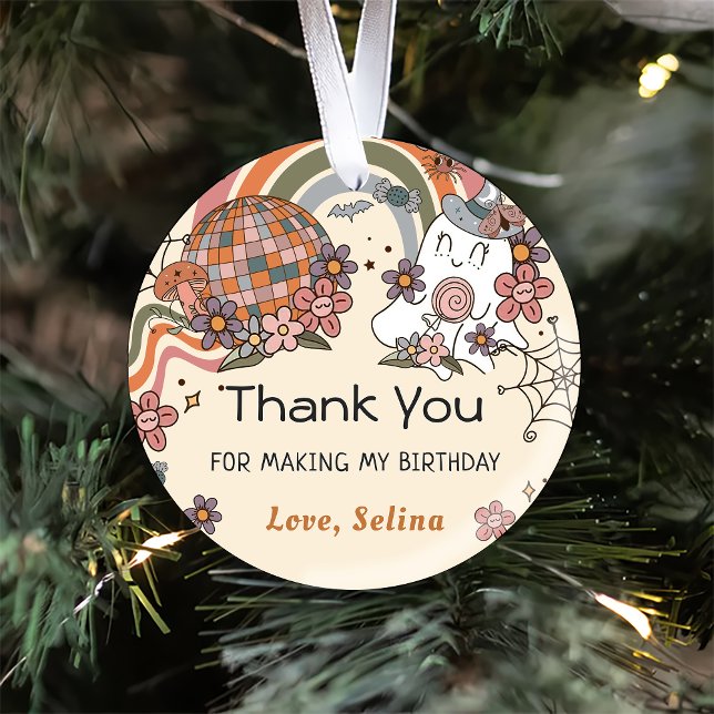 Adesivo Ghost Halloween Retro Groovy Aniversário (Criador carregado)