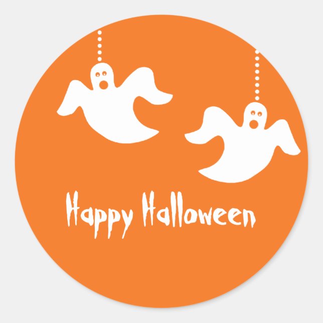 Adesivo Ghost Halloween Stickers, Laranja (Frente)