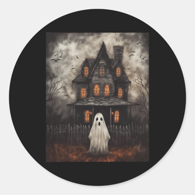 Adesivo Ghost Hauned House Midnight Halloween Ghost Spook (Frente)