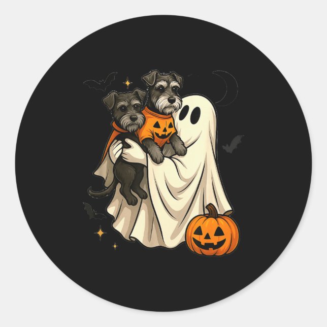 Adesivo Ghost Miniature Schnauzer Dog Halloween  (Frente)