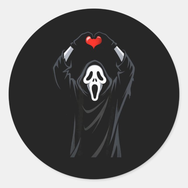 Adesivo Ghost Red Heart Hands Y Face Halloween Valentines  (Frente)