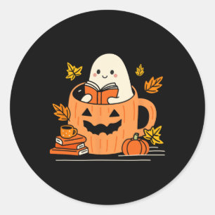 Adesivo Ghost Retro-Bibliotecário Leitura Livros Halloween