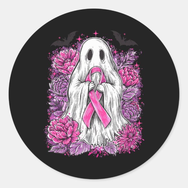Adesivo Ghost Ribbon Breve Cancer Sensibilização Halloween (Frente)