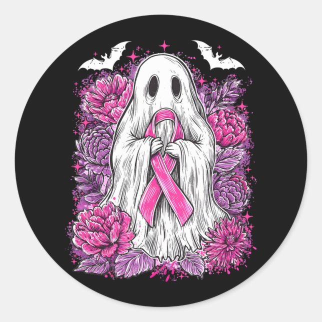 Adesivo Ghost Ribbon Breve Cancer Sensibilização Halloween (Frente)