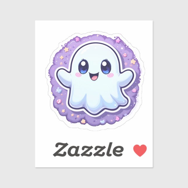Adesivo Ghost Vinyl Sticker Cute Kawaii - Folha de Pastel (Folha)