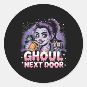 Adesivo Ghoul Próxima Porta Zombie Menina Retrô Halloween
