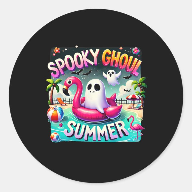 Adesivo Ghoul Summer Cute Ghost Flamingo Hello Summ (Frente)