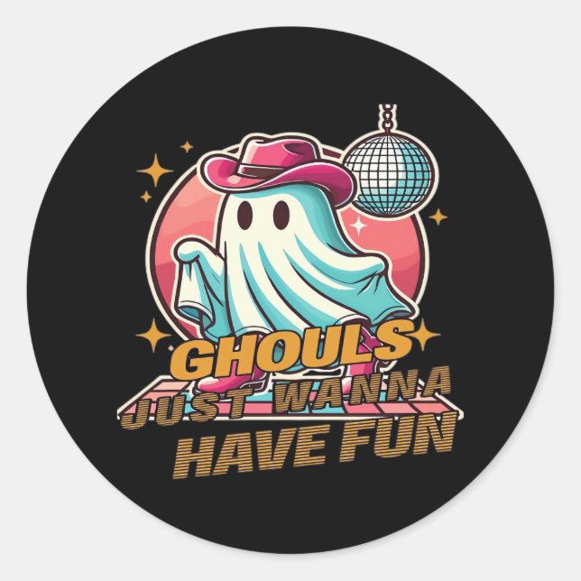 Adesivo Ghouls Só Quer Divertir-Se Com Design De Disco Par (Frente)