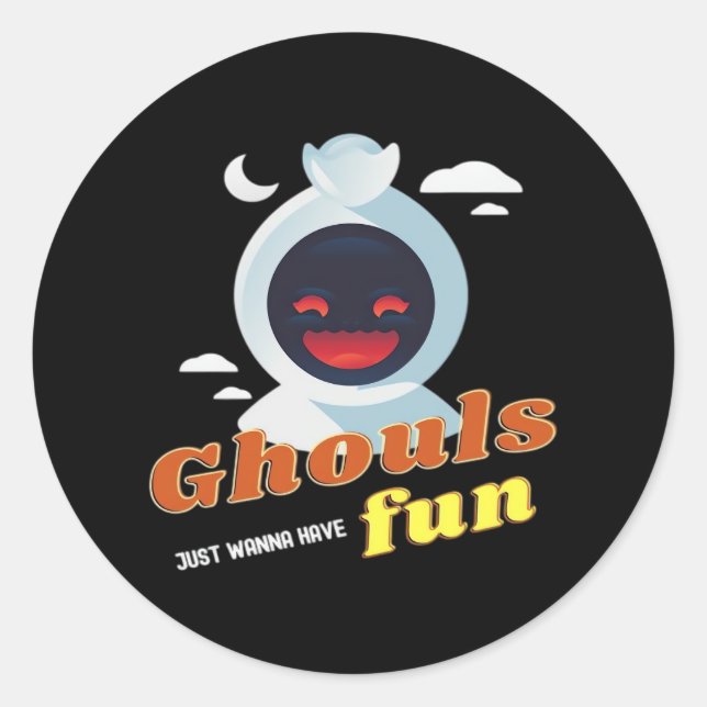Adesivo Ghouls Só Quer Divertir-Se Halloween E Cotação (Frente)