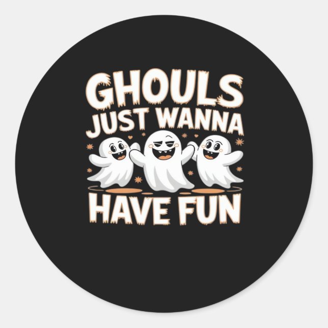 Adesivo Ghouls Só Quer Se Divertir - Estilo Básico Hallowe (Frente)