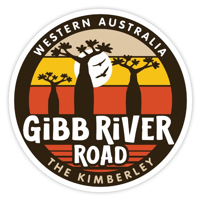 Adesivo Gibb River Road, Western Australia Sticker (Gibb River Road, The Kimberley, Western Australia Retro Round Sticker)