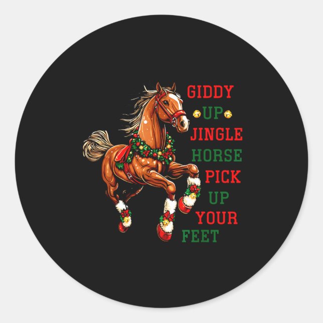 Adesivo Giddy Up Jingle Horse Western Christmas Horse Coun (Frente)