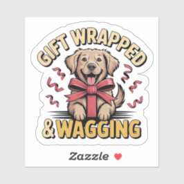 Adesivo Gift Wrapped & Wagging - Golden Retriever Christma