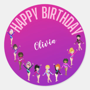Adesivo Ginástica Amigos "Feliz Aniversário" Púrpura Ro