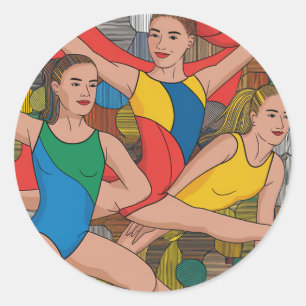 Adesivo Ginástica Raparigas Acro Dançarinas Padrão colorid