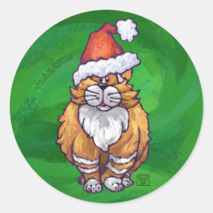 Adesivo Ginger Cat Christmas on Green