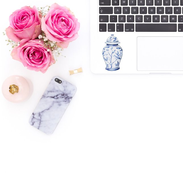 Adesivo Ginger Jar White com Nome Vinyl Sticker (blue and white ginger jar sticker)