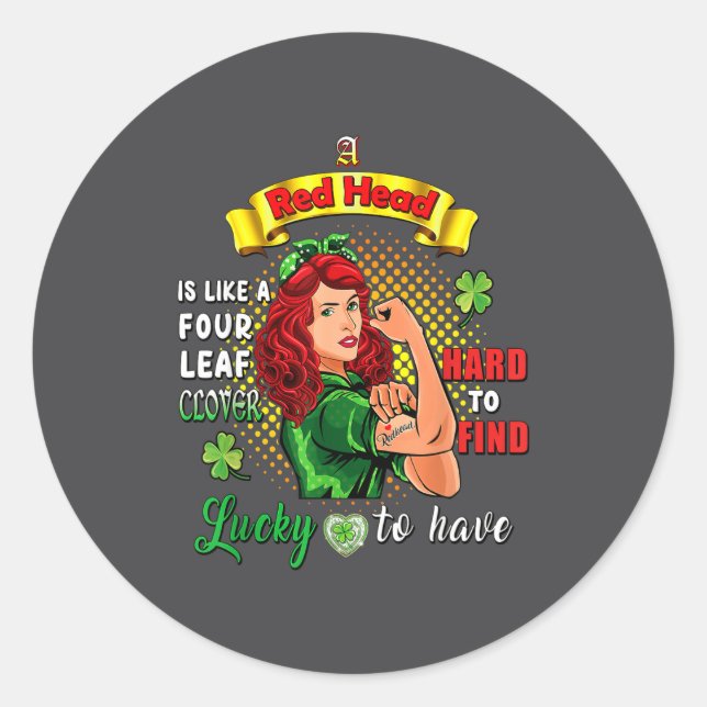 Adesivo Ginger St Patrick Day Irish Women Lucky Redhead Sh (Frente)