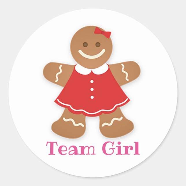 Adesivo Gingerbird TEAM GIRL Gênero Revelar Rótulos de Jog (Frente)