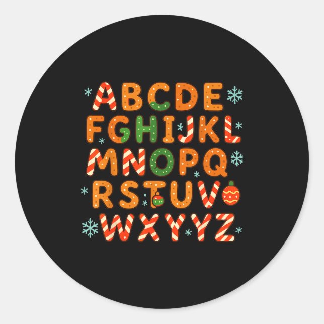 Adesivo Gingerbread Candy Cane Alphabet Christmas Letters  (Frente)