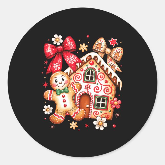 Adesivo Gingerbread Christmas Bow Christmas House Retro Co (Frente)