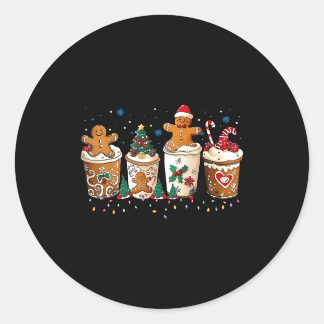 Adesivo Gingerbread Christmas Coffee Cute Sweet Winter Hol (Frente)