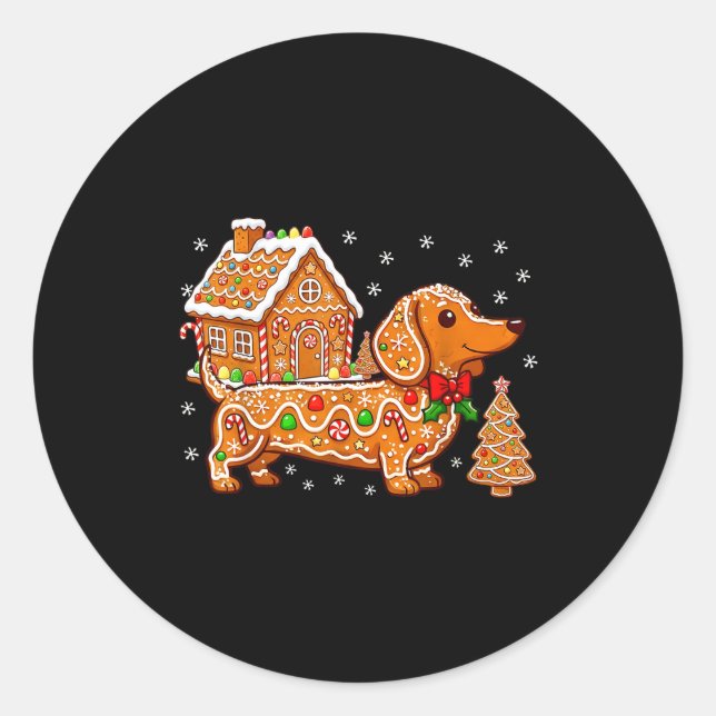 Adesivo Gingerbread Dachshund Christmas Tree House Cookie  (Frente)