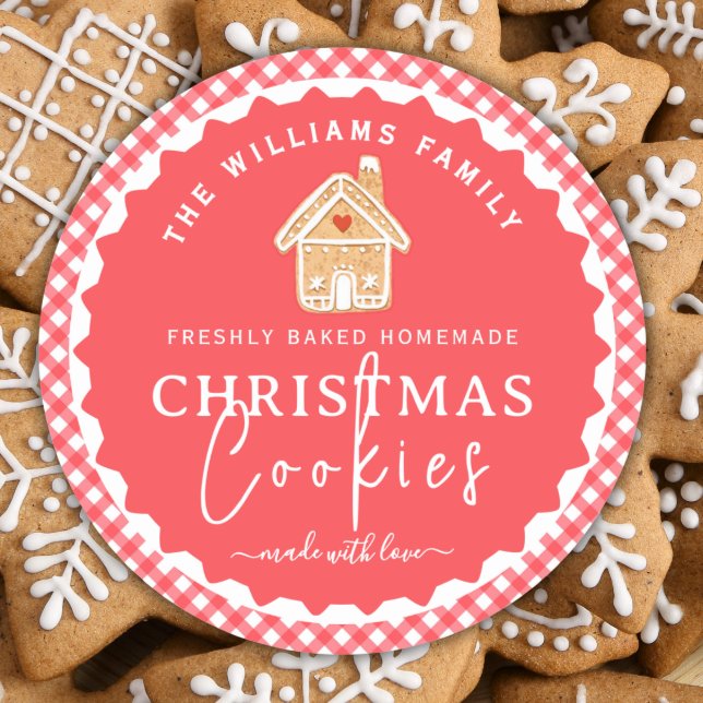 Adesivo Gingerbread house Gingham Christmas Cookies Label (Criador carregado)