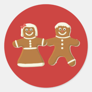 Adesivo Gingerbread Man and Woman on Red