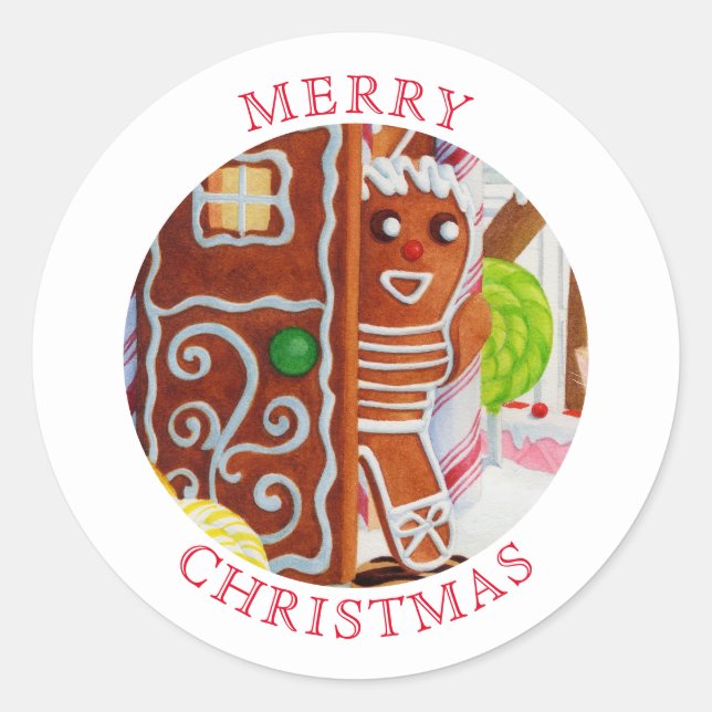 Adesivo GINGERBREAD MAN Pequenos Selos De Envelope Redondo (Frente)