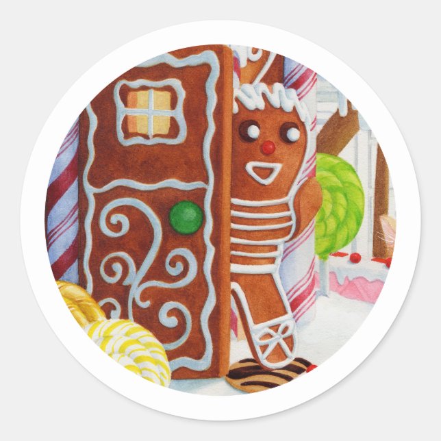 Adesivo GINGERBREAD MAN Pequenos Vinhetas Redondos (Frente)