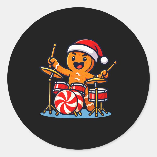 Adesivo Gingerbread Man Playing Drums  (Frente)
