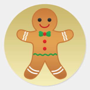 Adesivo Gingerbread Man  Vinheta de Natal Dourada Faux
