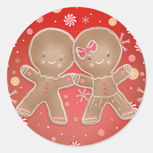 Adesivo Gingerbread Menino Menina Hortelã Férias Natal