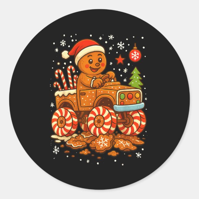 Adesivo Gingerbread Monster Truck Christmas Snow Cute Xmas (Frente)