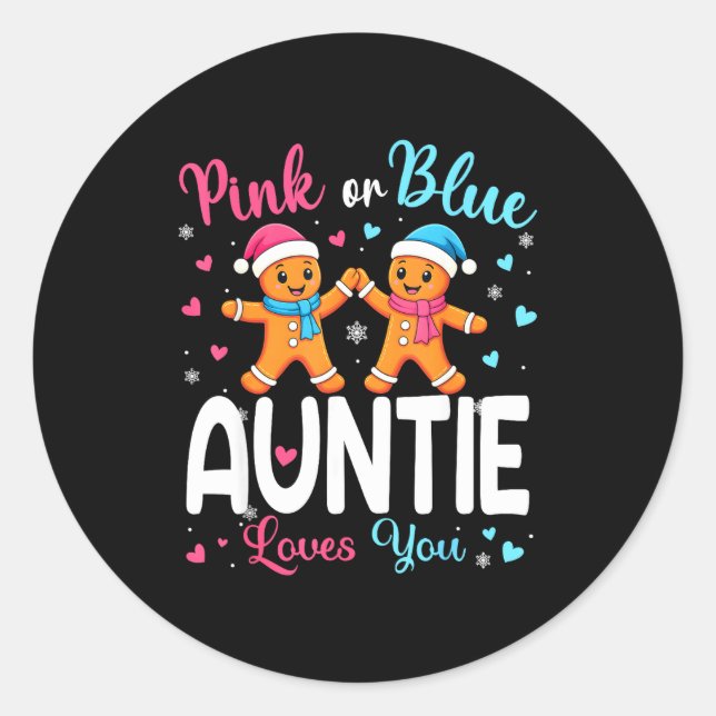 Adesivo Gingerbread Nk Or Blue Auntie Loves You Christmas  (Frente)