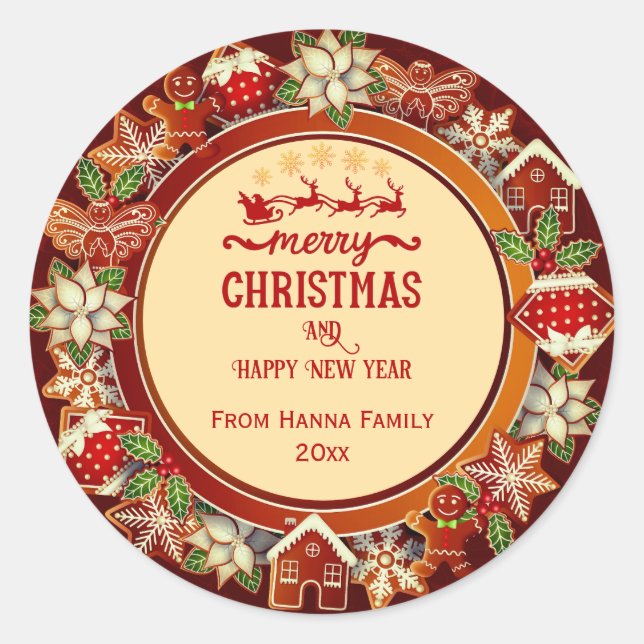 Adesivo Gingerbread & Poinsettia Holiday  | Custom Family (Frente)
