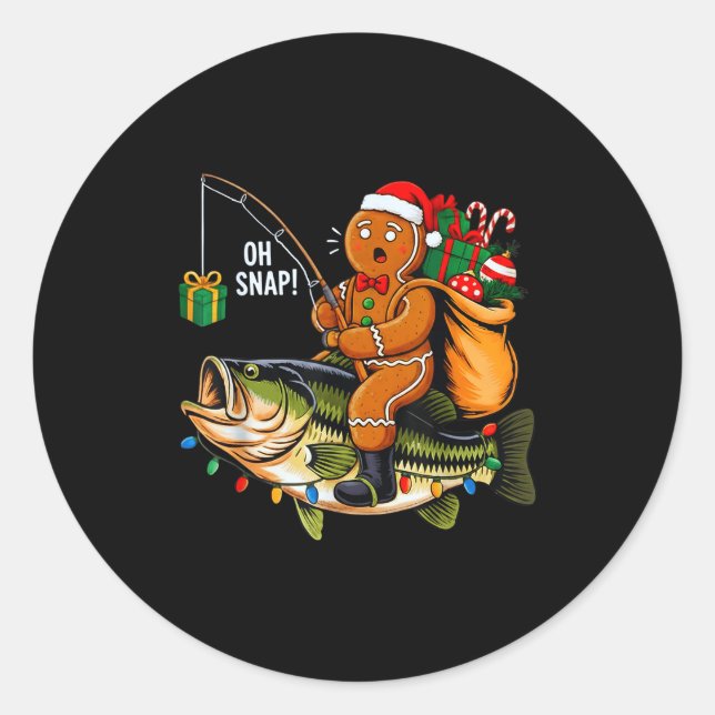 Adesivo Gingerbread Riding B Fish Christmas Fishing Xmas P (Frente)