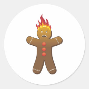 Adesivo Gingerbreadman engraçado no fogo