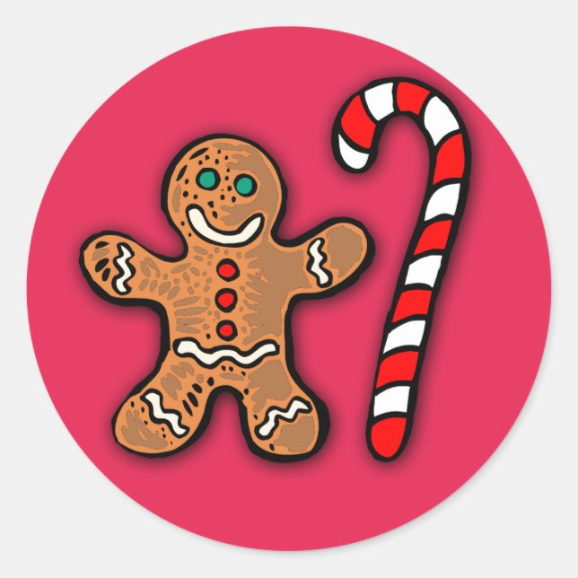 Adesivo Gingercake Man and Candy Cane Stickers (Frente)