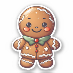 Adesivo Gingerpão de Natal bonito, Kawaii, Pelado Com Amor
