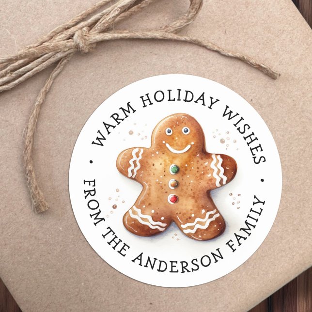 Adesivo Gingerpão de pãozinho bonito desejo quente de inve (Cute dopey gingerbread man warm winter wishes classic round sticker)