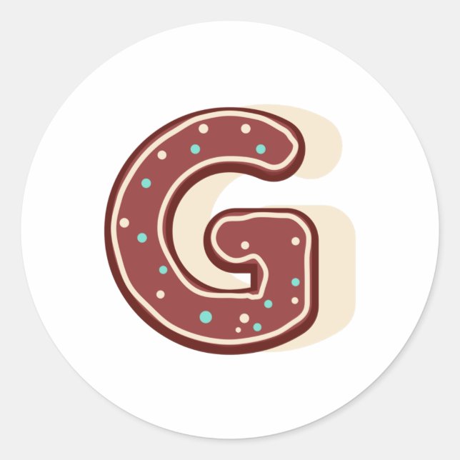 Adesivo Gingerpão Natal Monograma Inicial Letra G (Frente)